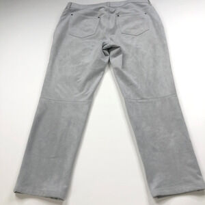 Chico's Faux Suede 1.5 (Fit 34W 25L) Mid Rise Slim Straight Pants Gray MINT